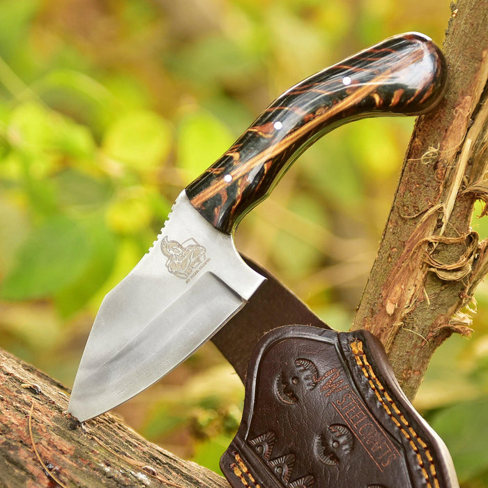 Acid Washed High Carbon Steel Knife – Pinecone Resin Handle (Green, Black, Red) | JW SteelCrafts