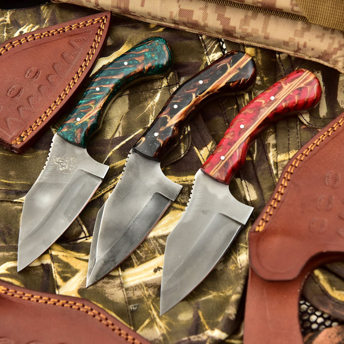 Acid Washed Stainless Steel Hunting Knife – Pinecone Handle | Outdoor & Camping Knife