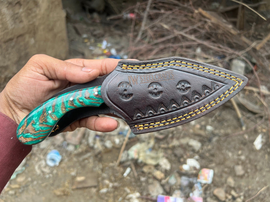 Acid Washed Stainless Steel Hunting Knife – Pinecone Handle | Outdoor & Camping Knife