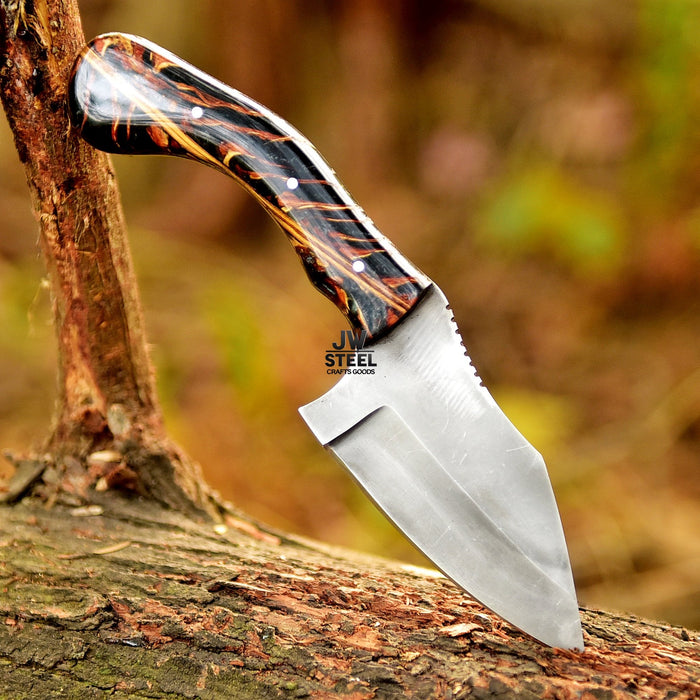 Acid Washed Stainless Steel Hunting Knife – Pinecone Handle | Outdoor & Camping Knife