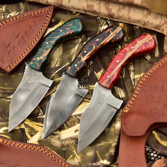 Acid Washed Stainless Steel Hunting Knife – Pinecone Handle | Outdoor & Camping Knife