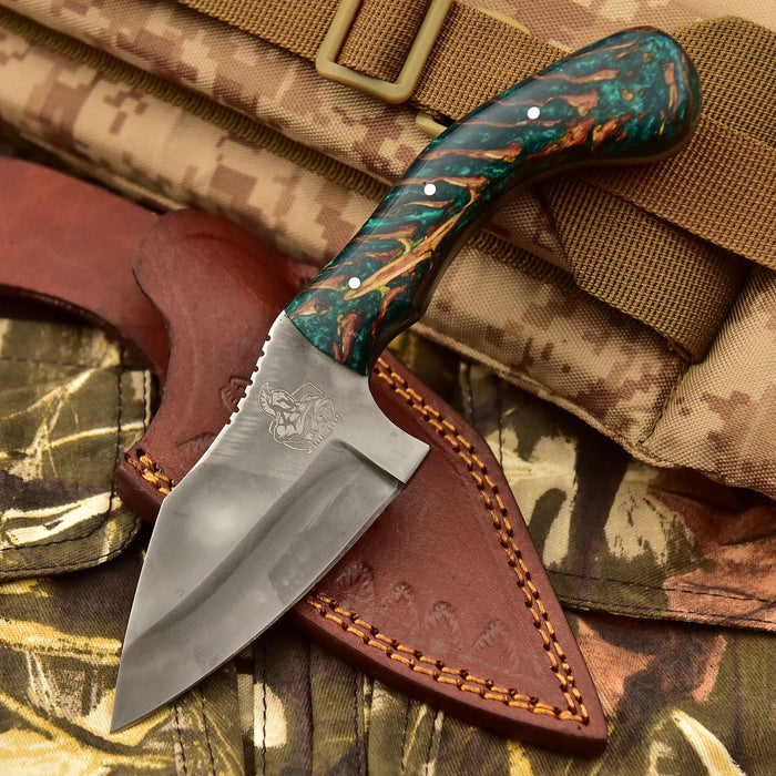 Acid Washed Stainless Steel Hunting Knife – Pinecone Handle | Outdoor & Camping Knife