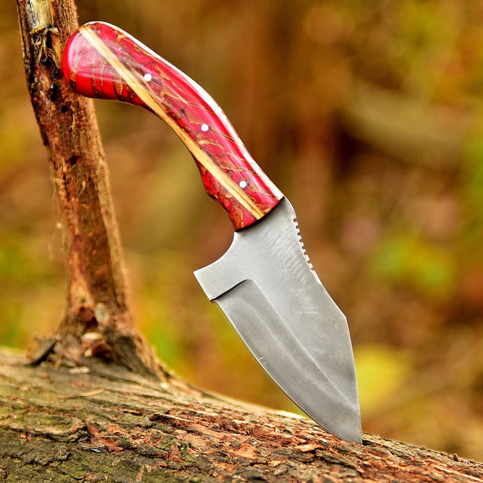 Acid Washed Stainless Steel Hunting Knife – Pinecone Handle | Outdoor & Camping Knife