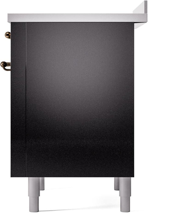 ILVE Nostalgie II 36 " Electric Range, Glossy Black, Bronze Trim UPI366NMPBKB