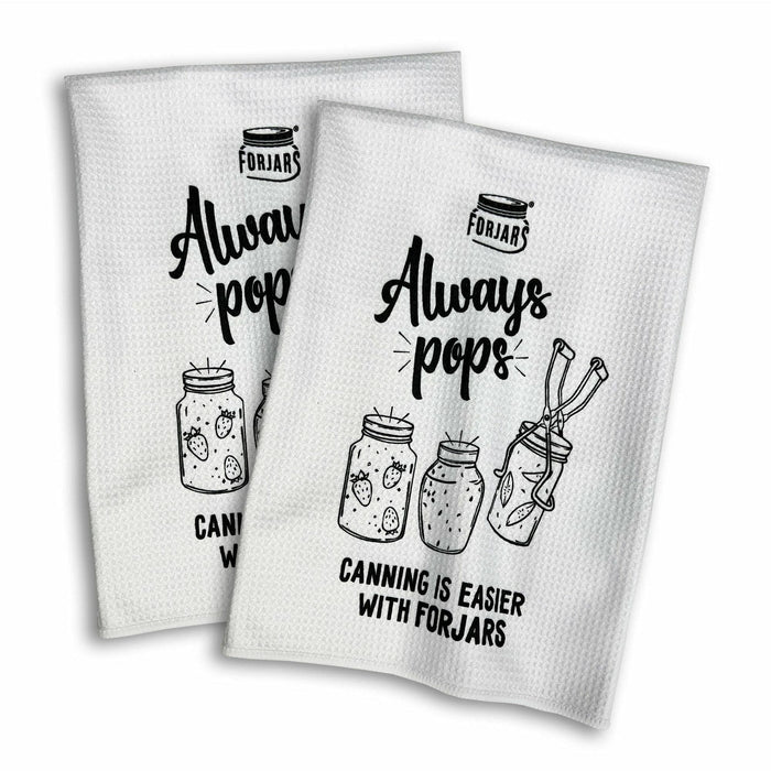 Waffle Towels – White with Printed Patterns (2-Pack)