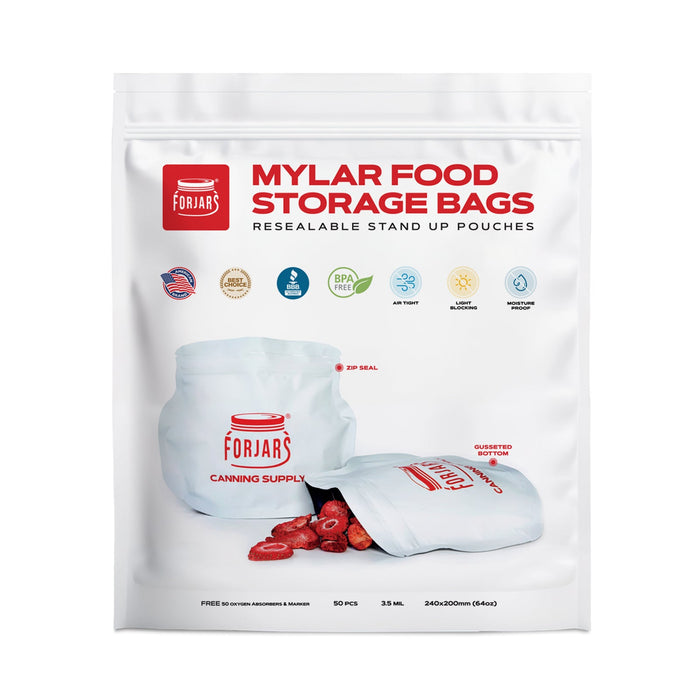 64oz Mylar Bags  — 50 Count   7.5 mil per side (≈15 mil total)