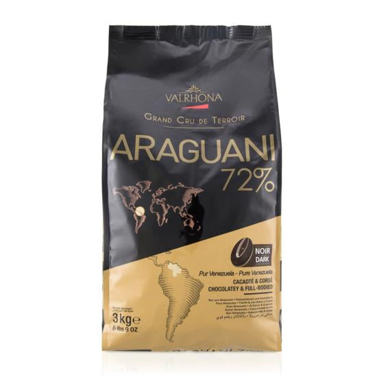 Candy & ChocolateVALRHONA ARAGUANI 72%VALRHONA ARAGUANI 72%Specialty Food SourceMade from rare Venezuelan cocoa beans, Araguani 72% is strongly tannic with a long lasting finish.  Its rich flavor profile features notes of currants, chestnuts and
