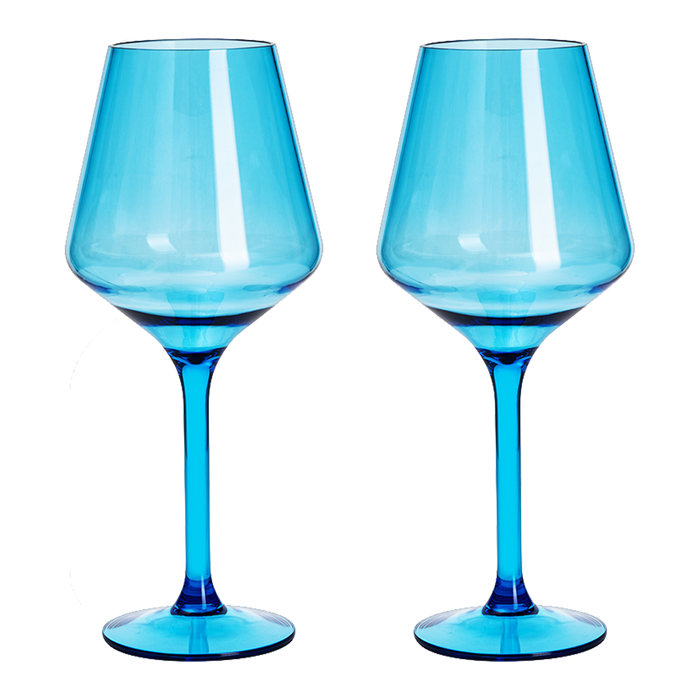 Floating Wine Glasses for Pool - Set of 2-15 OZ Shatterproof Poolside Wine Glasses, Tritan Plastic Reusable Stemware, Beach Outdoor Cocktail, Wine, Champagne, Water Glassware - Spring Summer (Green)