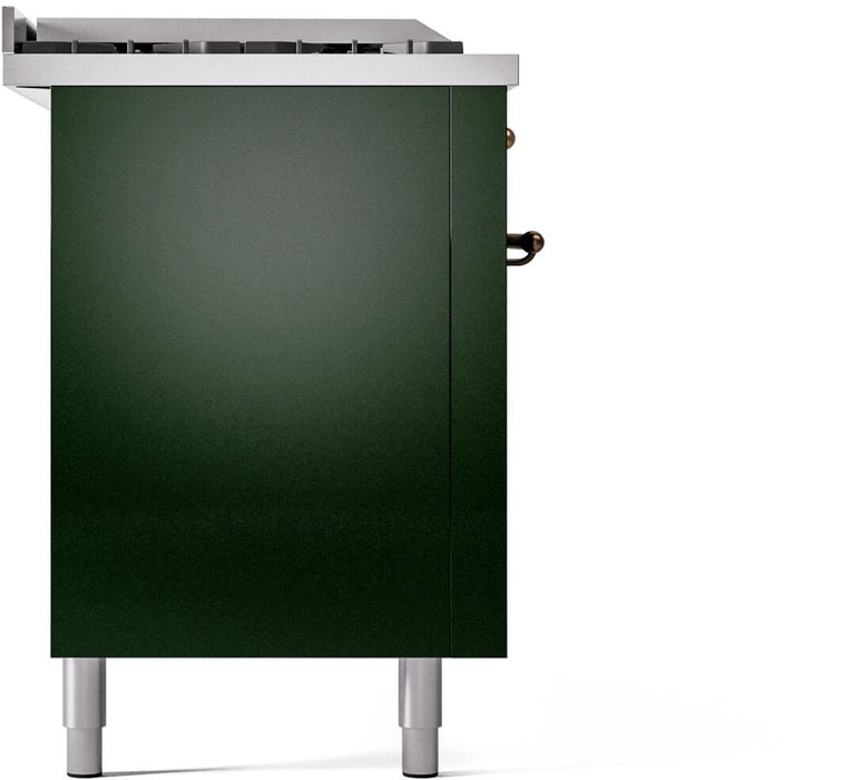 ILVE Nostalgie II 60" Dual Fuel Liquid Propane Range, Emerald Green, Bronze Trim UP60FSNMPEGBLP