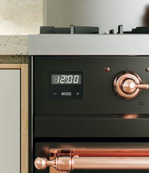 ILVE Nostalgie II 30" Dual Fuel Natural Gas Range, Burgundy, Copper Trim UP30NMPBUP