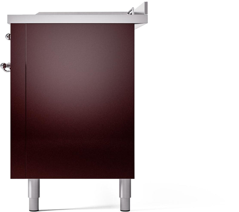 ILVE Nostalgie II 60" Dual Fuel Liquid Propane Range, Burgundy, Chrome Trim UP60FSNMPBUCLP