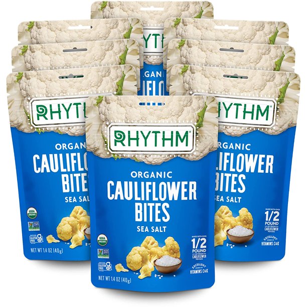 Rhythm Superfoods Cauliflower Bites Sea Salt, 1.4 Oz Bags (8 Pack)