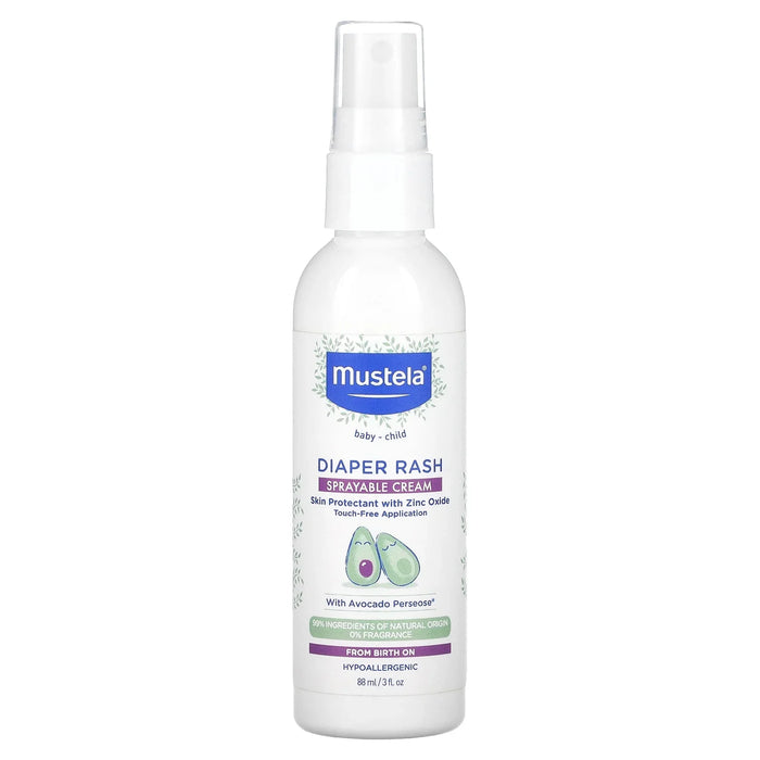Mustela Diaper Rash Spray with Zinc Oxide - 3 oz Soothing Baby Skin Protectant & Treatment