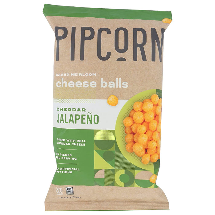 Pipcorn Cheese Balls Jalapeno Cheddar, 4.5 Oz - Pack of 12