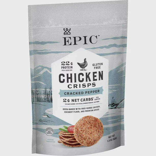 Epic Chicken Crunched Black Pepper Crisps (Pack of 6 - 1.5 Oz)