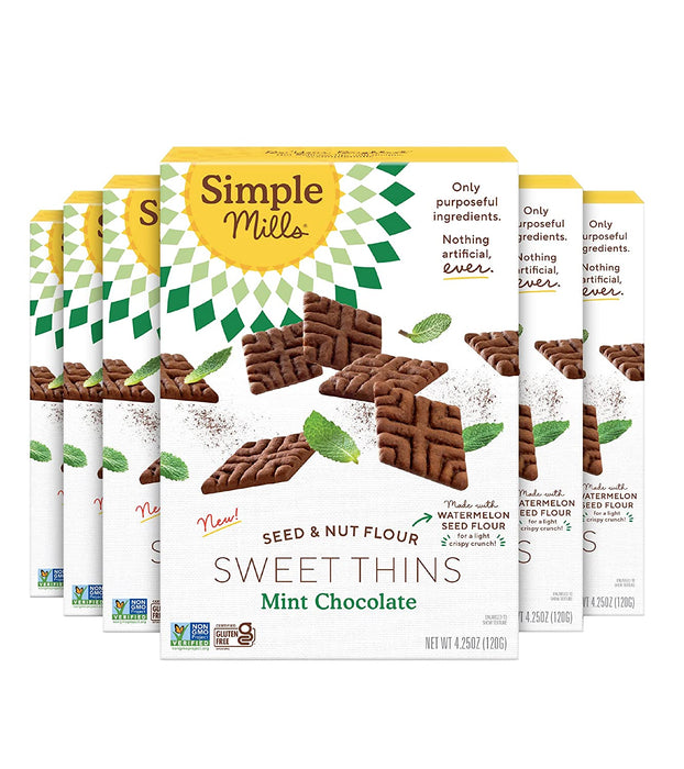 Simple Mills Sweet Thins Chocolate Mint, 4.25 Oz (Pack of 6)