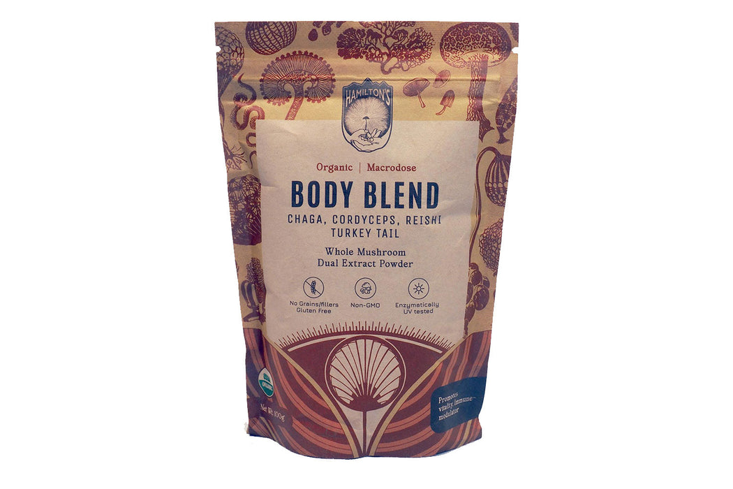 Hamilton’s Mushrooms Body Blend – Reishi, Chaga, Cordyceps & Turkey Tail Extract