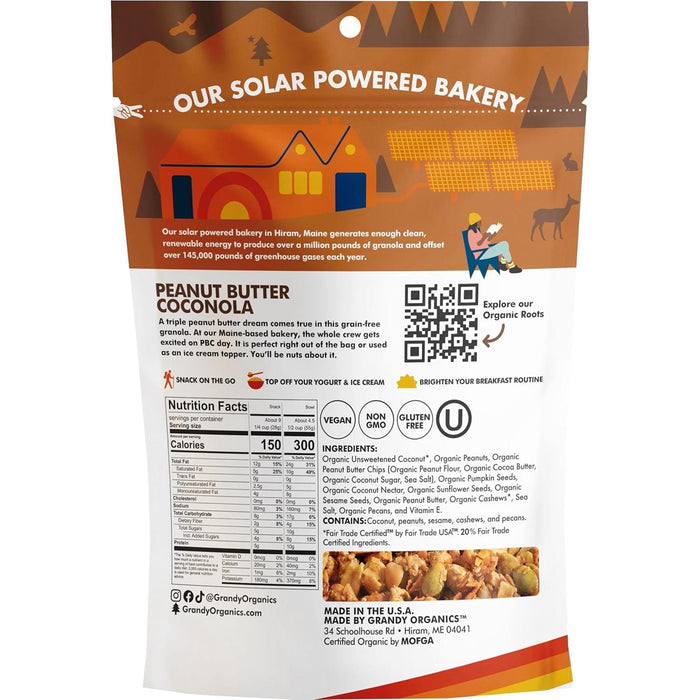 Grandy Organics Coconola Organic Peanut Butter Granola – 9 oz (Pack of 6) | Gluten-Free & Fair Trade