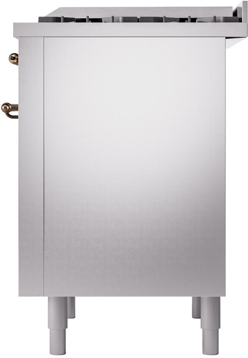 ILVE Nostalgie II 36" Dual Fuel Liquid Propane Range, Stainless Steel , Bronze Trim UP36FNMPSSBLP