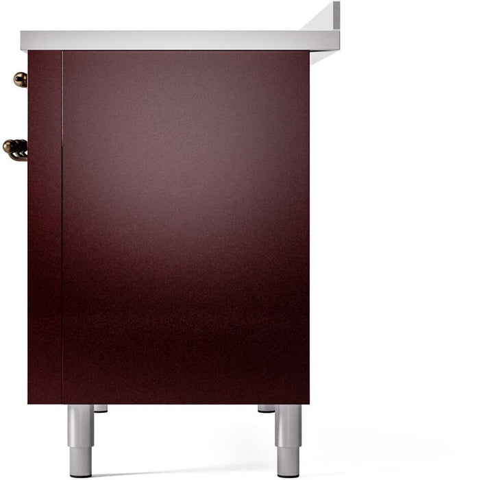 ILVE Nostalgie II 48" Electric Range, Burgundy, Bronze Trim UPI486NMPBUB
