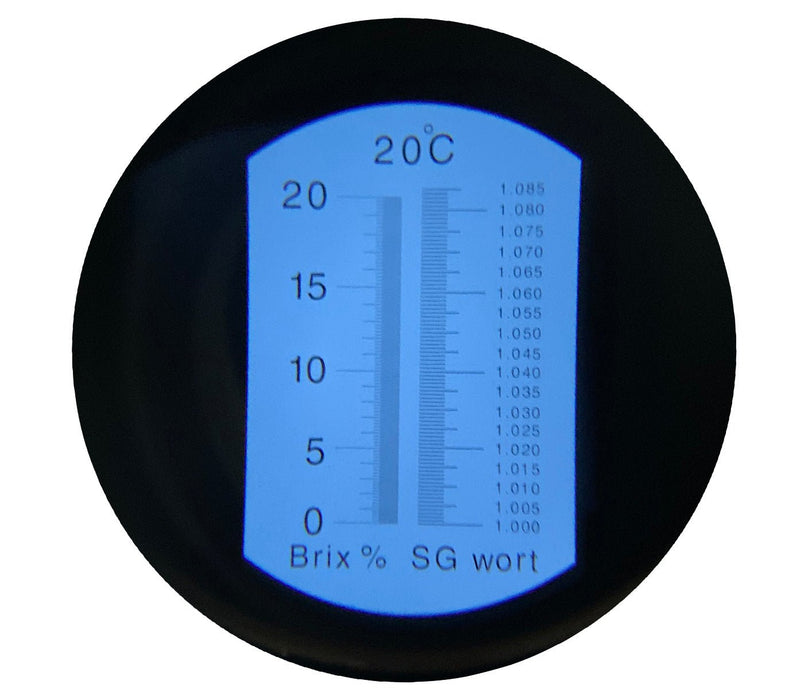 Beer Brewing Refractometer - 0 to 20% with ATC