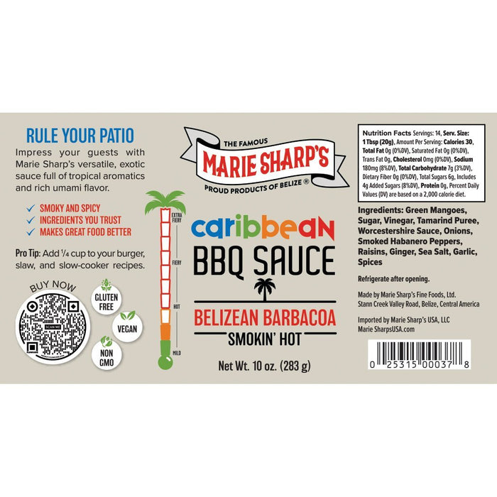 Marie Sharp's Belizean Barbacoa BBQ Sauce Smokin' Hot