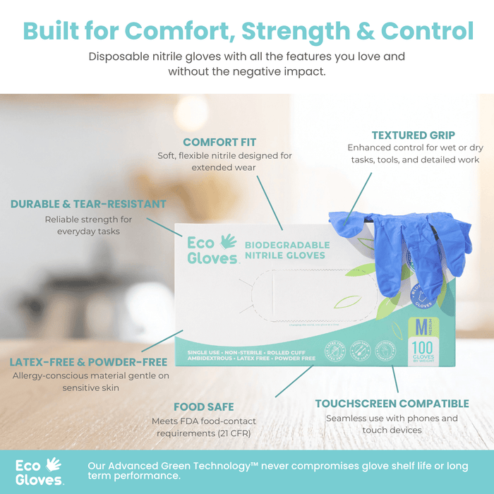 Biodegradable Nitrile Gloves 4 Mil - Blue Violet (1,000 Gloves/Case) | Eco Gloves