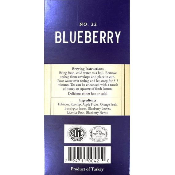 Blueberry Herbal Tea | | 20' Tea Bags | 1.23 oz | Galil
