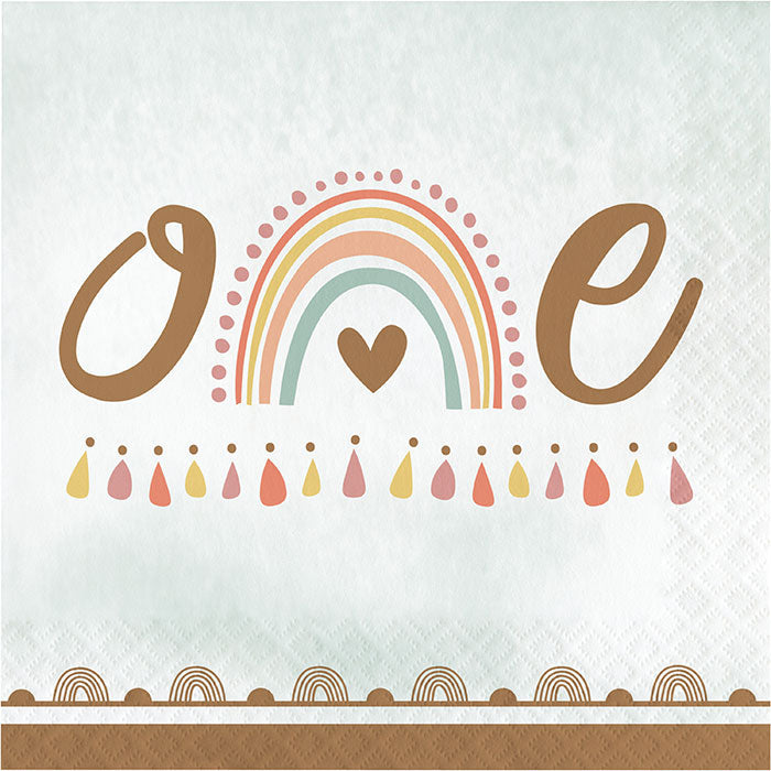 Bulk Boho Rainbow 1st Birthday Luncheon Napkins (192 per Case)