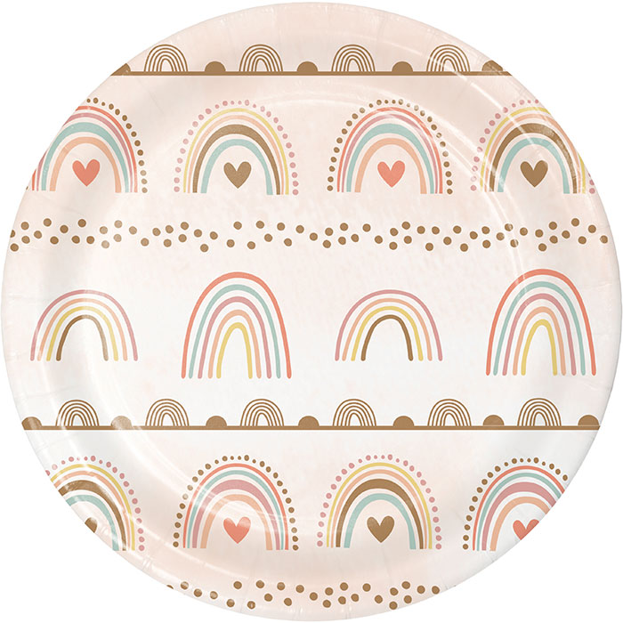 Bulk Boho Rainbow Paper Dessert Plates (96 per Case)