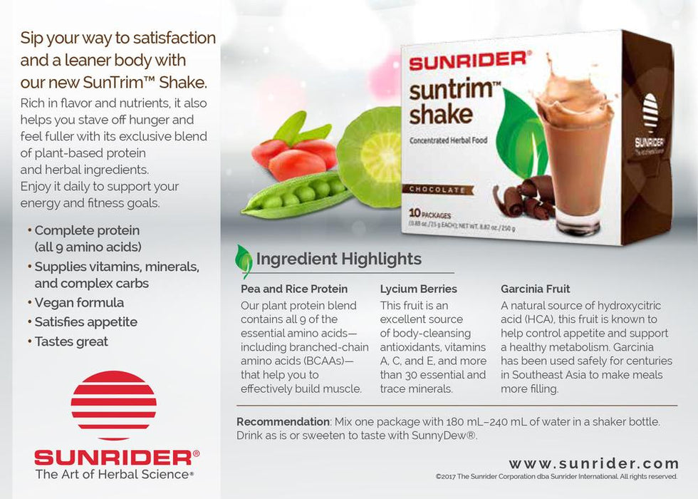 NOW AVAILABLE SunTrim Shake - Unique Protein Shake by Sunrider