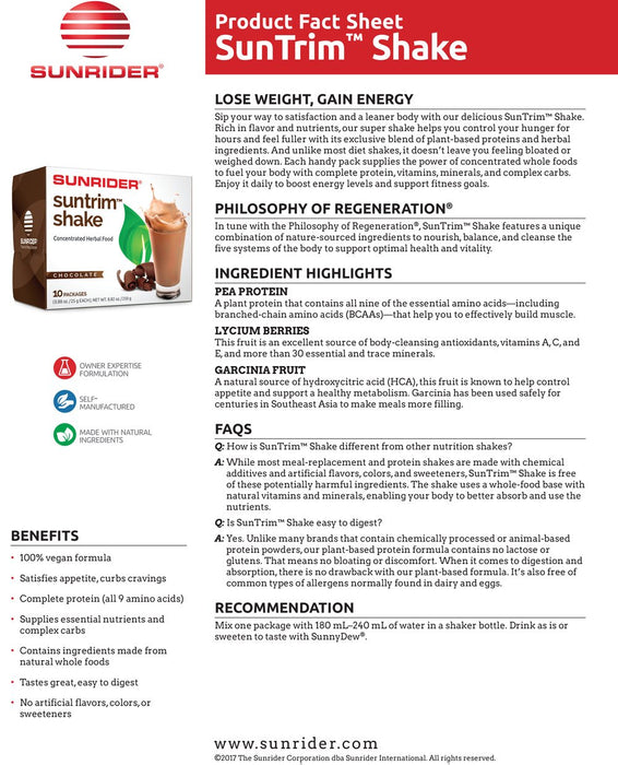 NOW AVAILABLE SunTrim Shake - Unique Protein Shake by Sunrider