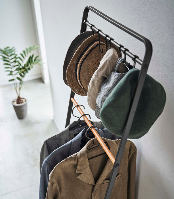 Coat Rack with Hat Storage (66" H)  - Steel + Wood