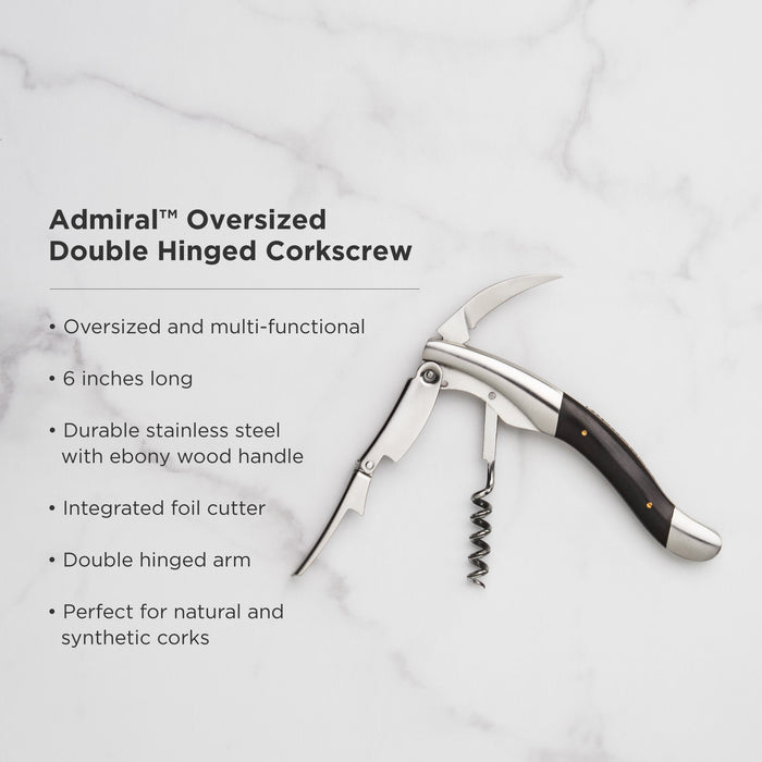 Admiral Heavyweight Corkscrew with Ebony Wood Handle