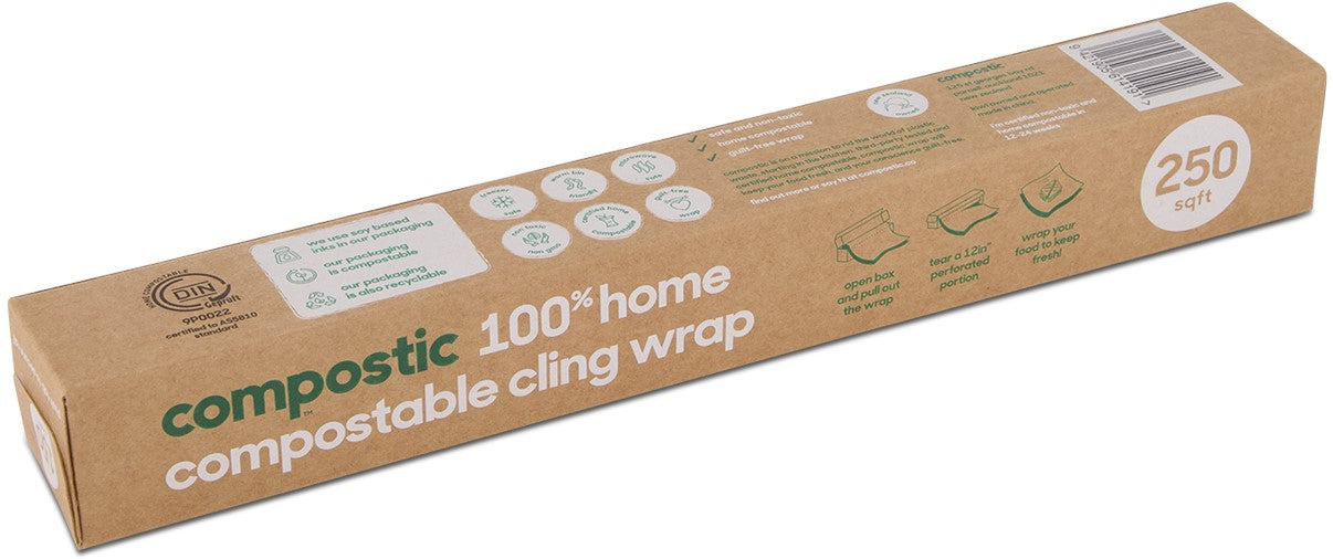 Compostic Food Wrap Cling, Case of 12 Rolls, 250 ft Each