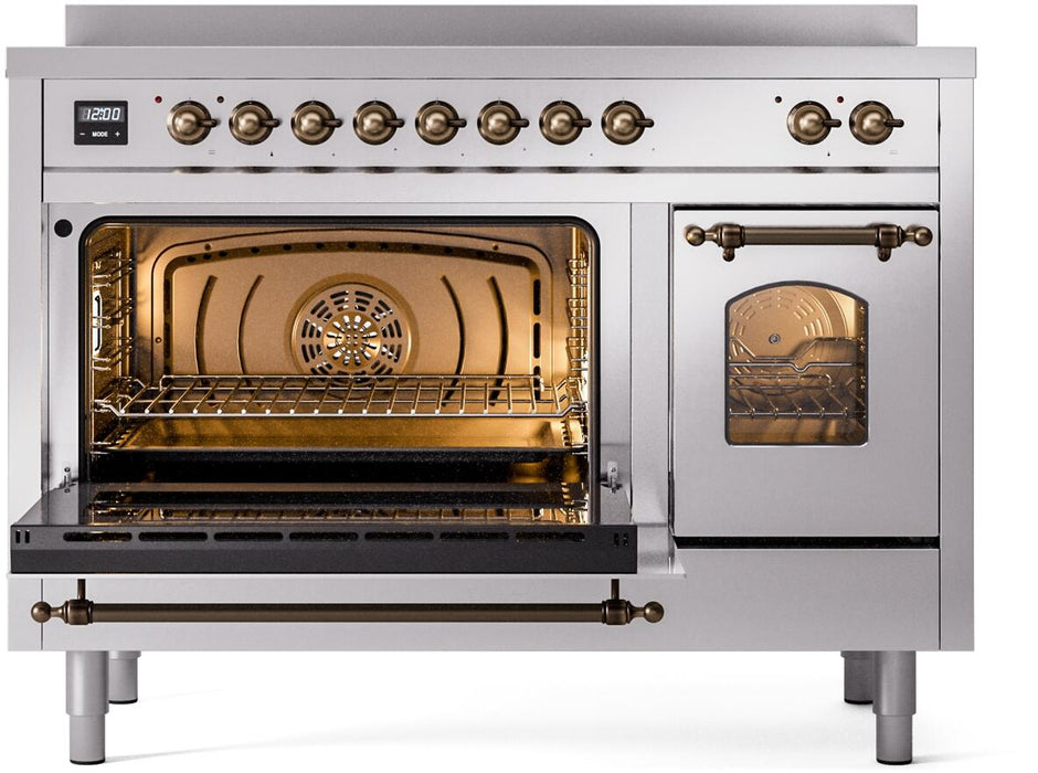 ILVE Nostalgie II 48" Electric Range, Stainless Steel, Bronze Trim UPI486NMPSSB
