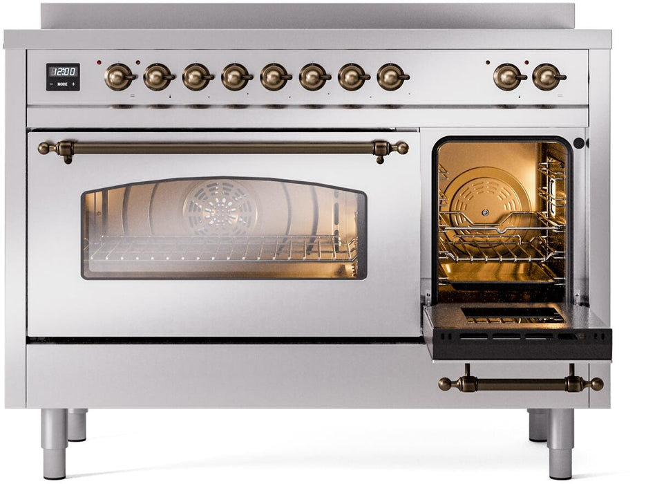 ILVE Nostalgie II 48" Electric Range, Stainless Steel, Bronze Trim UPI486NMPSSB