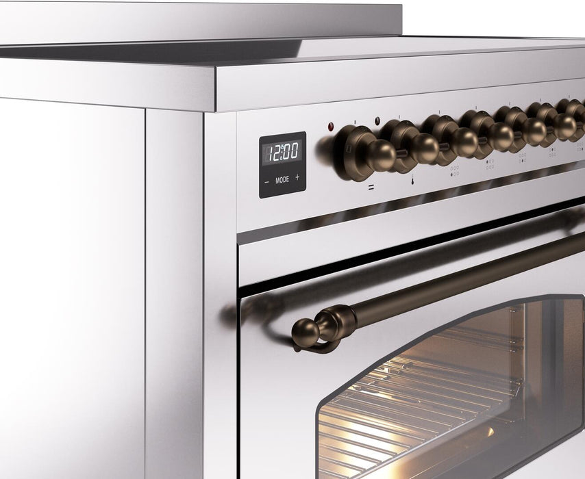 ILVE Nostalgie II 48" Electric Range, Stainless Steel, Bronze Trim UPI486NMPSSB