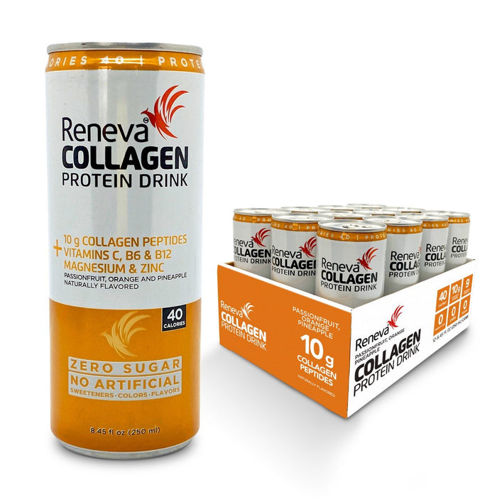 Reneva Collagen Protein Drink, Passion Orange, 8.45 Fl Oz - Pack of 12