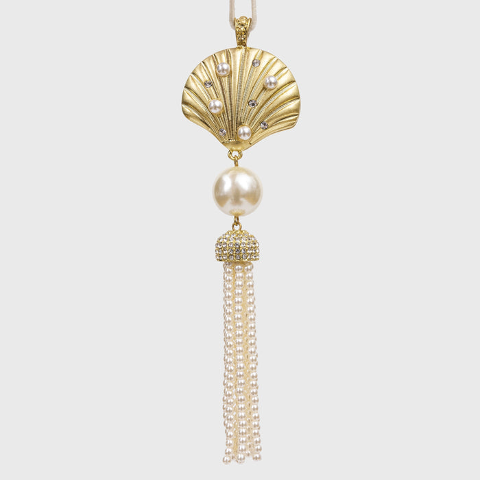 Seashell and pearl tassel hanging ornament