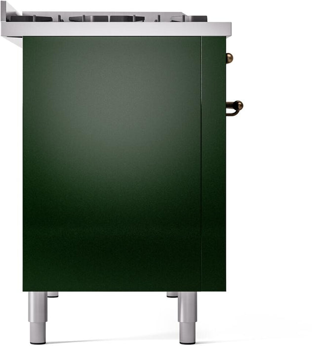 ILVE Nostalgie II 48" Dual Fuel Natural Gas Range, Emerald Green, Bronze Trim UP48FNMPEGB