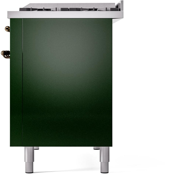 ILVE Nostalgie II 48" Dual Fuel Natural Gas Range, Emerald Green, Bronze Trim UP48FNMPEGB