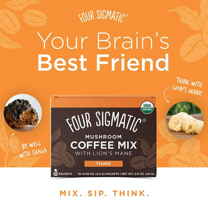 Four Sigmatic Mushroom Coffee (10ct) - Lion's Mane & Chaga for Focus & Immunity