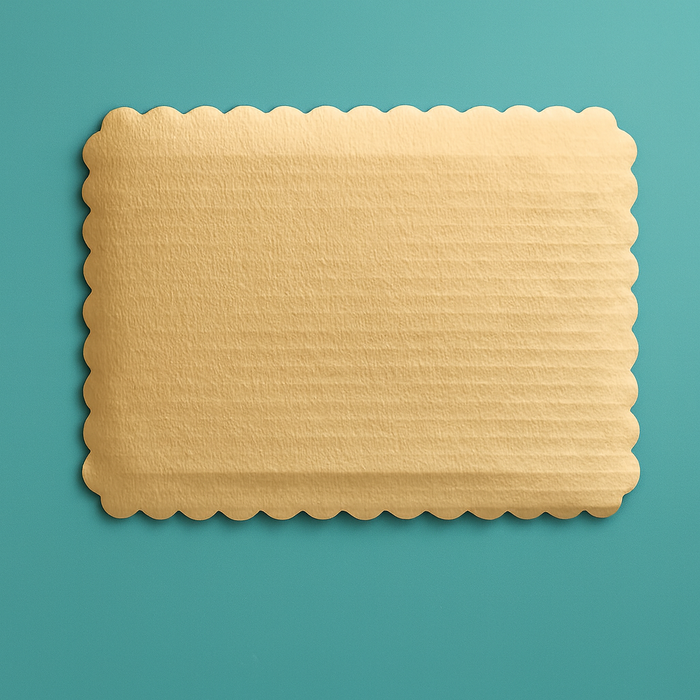 Cake Board - 9 3/4" x 7 3/4" Gold Laminated Corrugated 1/8 Sheet