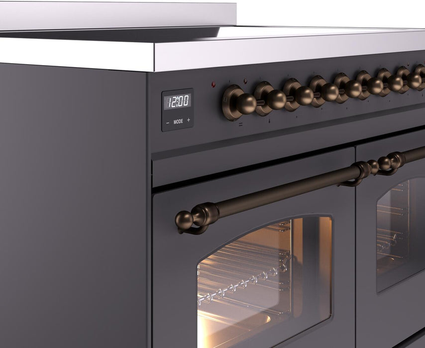 ILVE Nostalgie II 40" Electric Range, Matte Graphite, Bronze Trim UPDI406NMPMGB