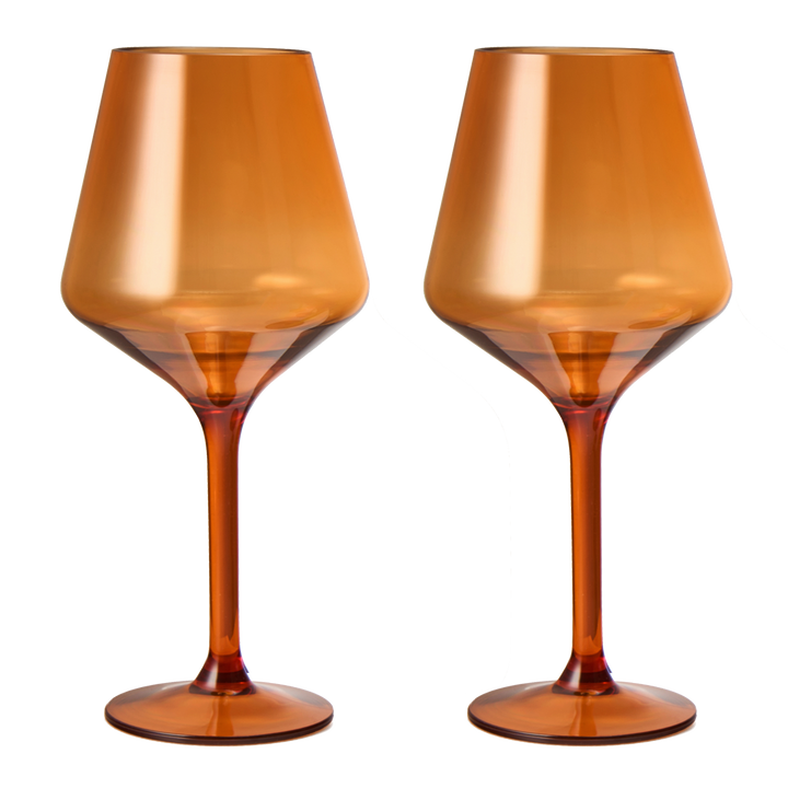 pool wine glasses The Wine Savant Shatterproof Burnt Orange Acrylic Wine Glasses, Stylish & Luxurious Design, Unique Addition to Home Bar