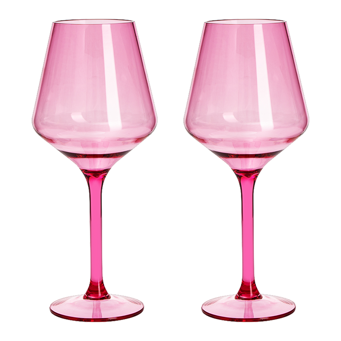 Floating Wine Glasses for Pool - Set of 2-15 OZ Shatterproof Poolside Wine Glasses, Tritan Plastic Reusable Stemware, Beach Outdoor Cocktail, Wine, Champagne, Water Glassware - Spring Summer (Green)