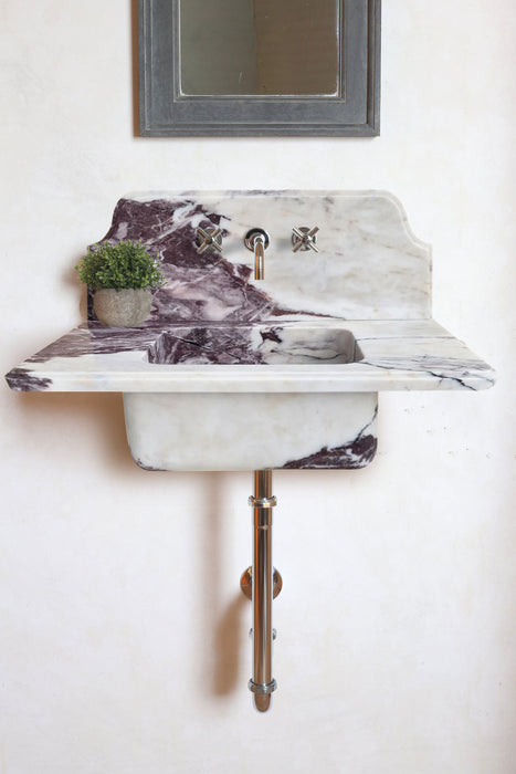 Calacatta Viola Marble Above-vanity Wall-mount Bathroom Sink with 10" Backsplash