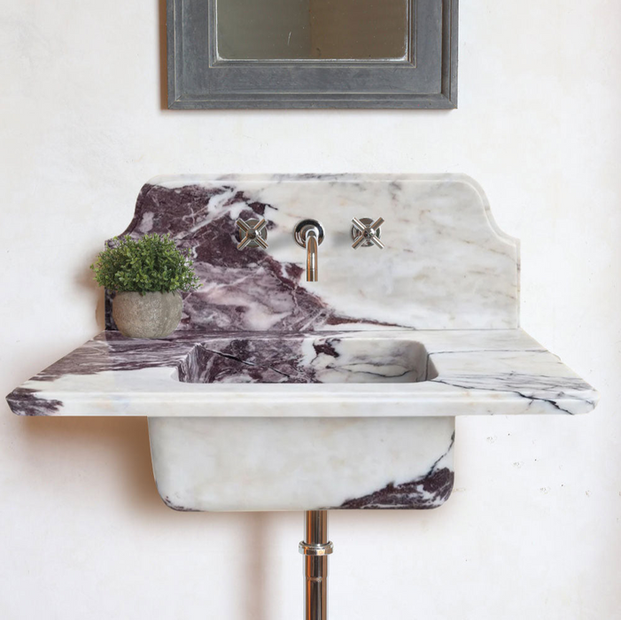 Calacatta Viola Marble Above-vanity Wall-mount Bathroom Sink with 10" Backsplash