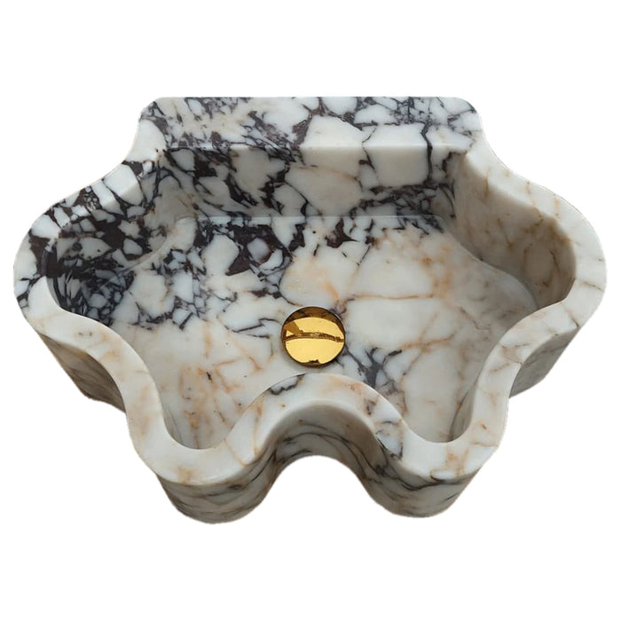 Calacatta Viola Marble Wall-mount Bathroom Sink Wavy Edges (W)16" (L)21" (H)6"